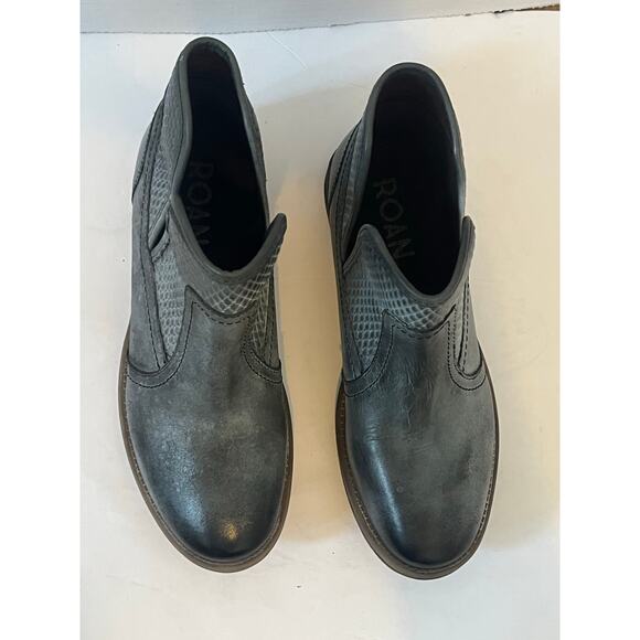 Women's Roan Gray Distressed Winter Fall Leather Ankle Boot Bootie Size 7.5 - Picture 5 of 8